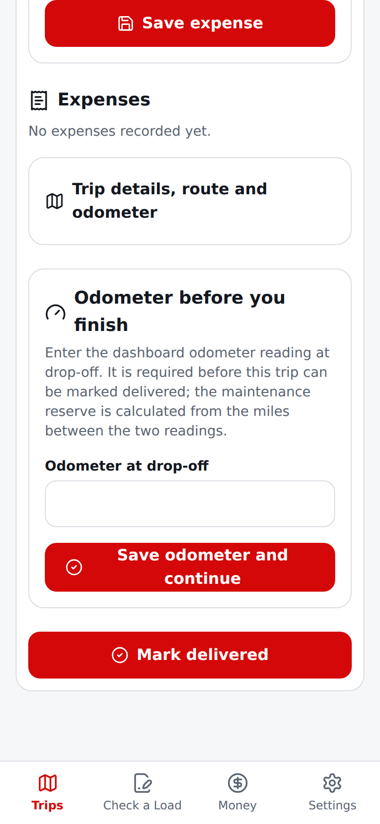 Current English Mark delivered asking for the drop-off odometer before anything else