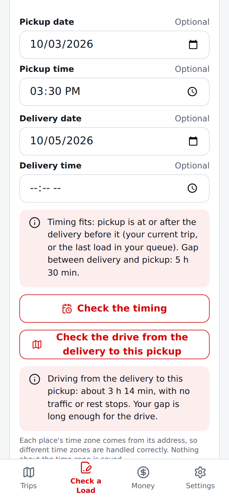 Current English estimate with a queued-load timing check