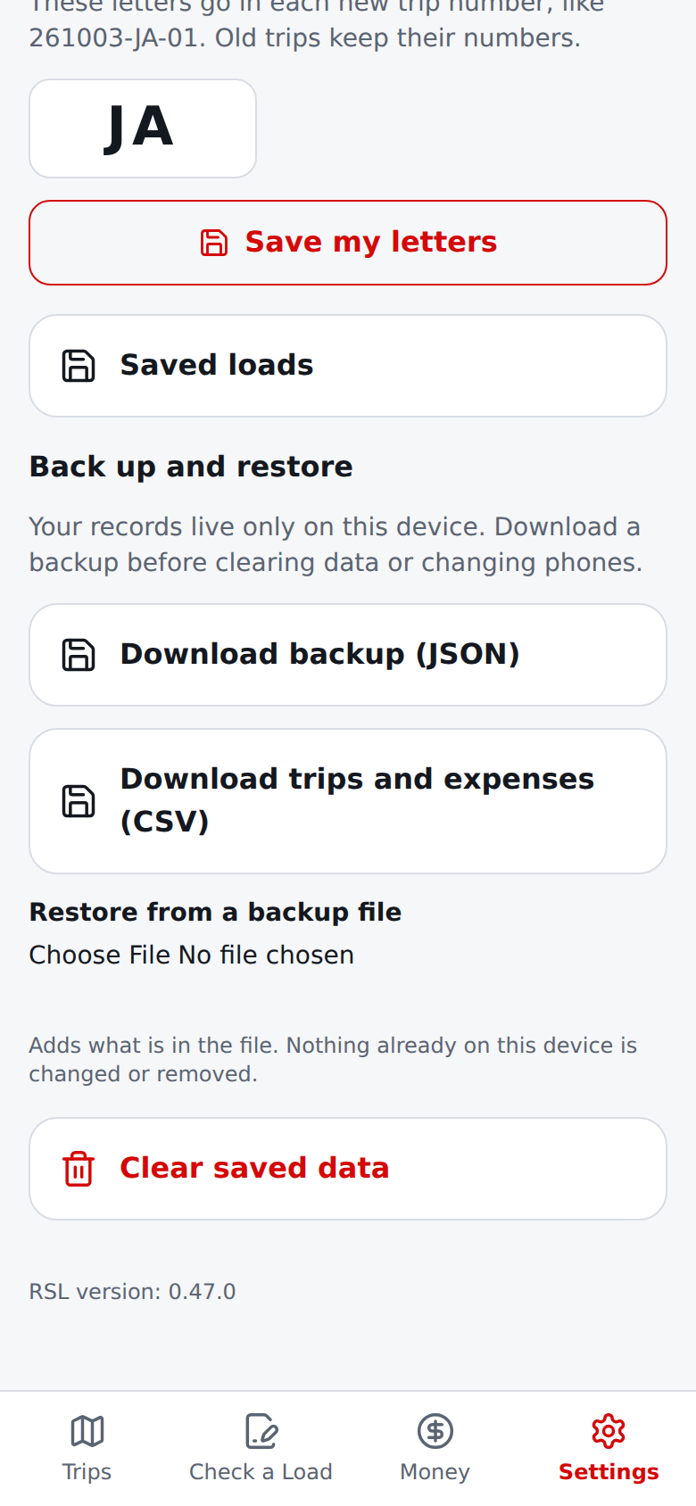 Current English Back up and restore in Settings