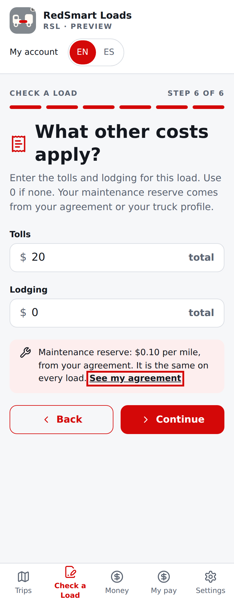 Current English costs question for a driver: the reserve comes from the agreement