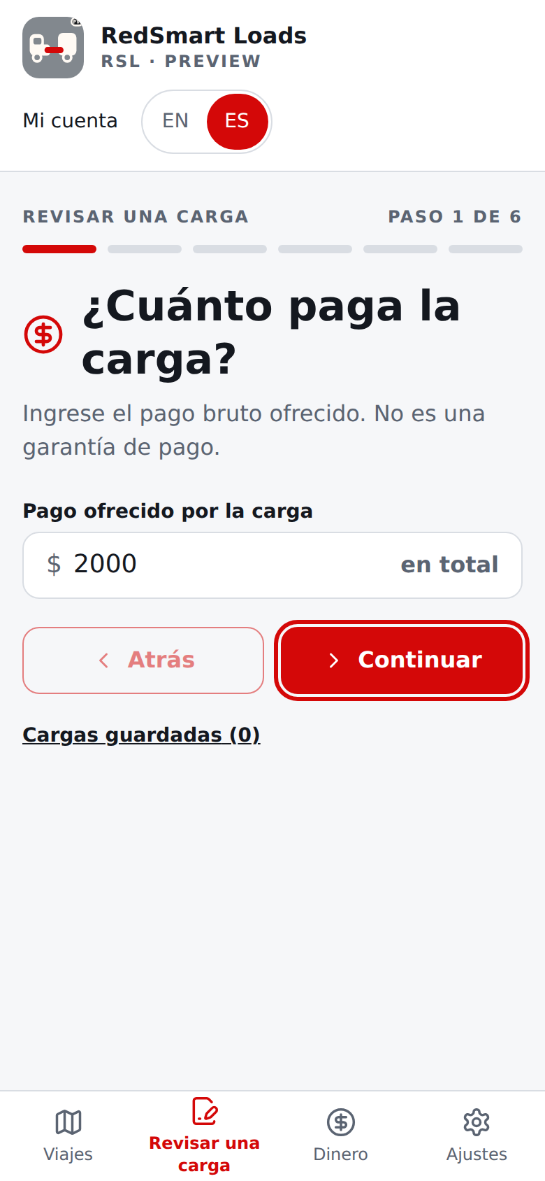 Primera pregunta actual en español con oferta ficticia