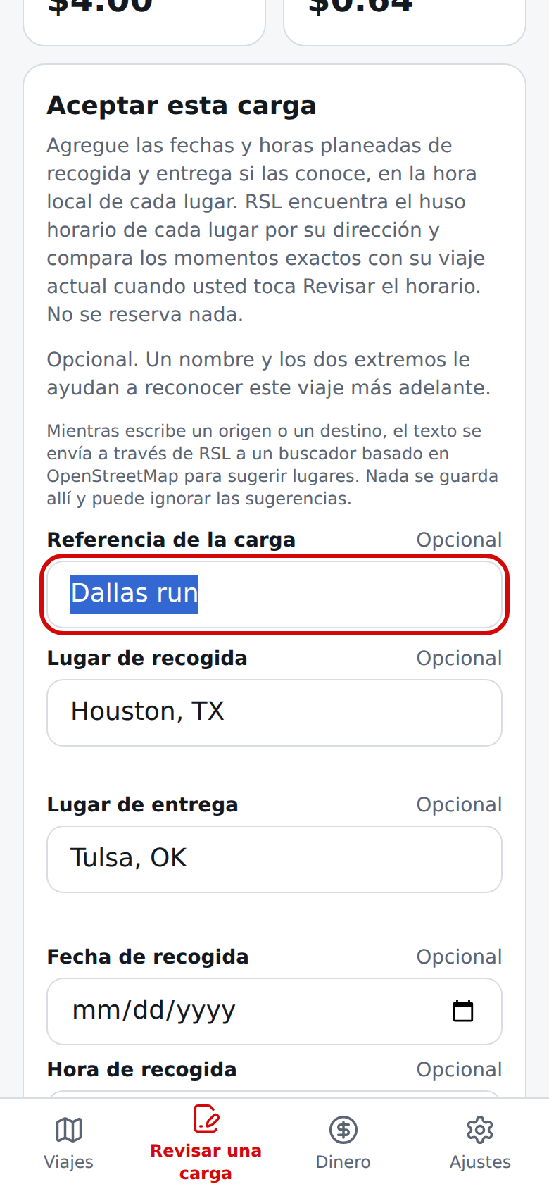 Resultado actual en español con estimación ficticia