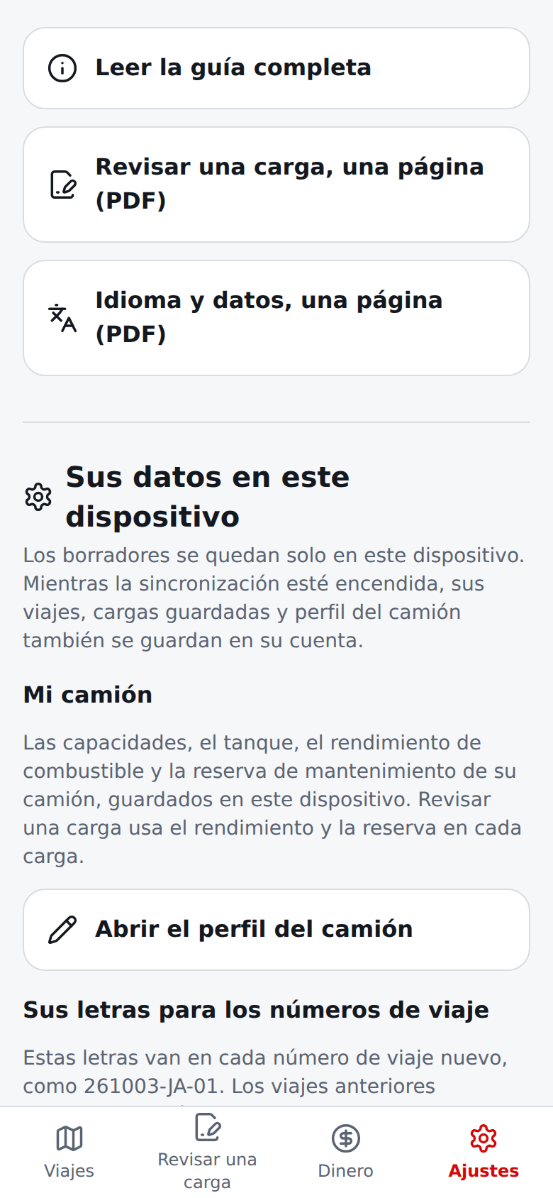 Página actual de Ajustes en español con la sincronización encendida: la nota de copia de seguridad y la de datos dicen que los registros también se guardan en su cuenta