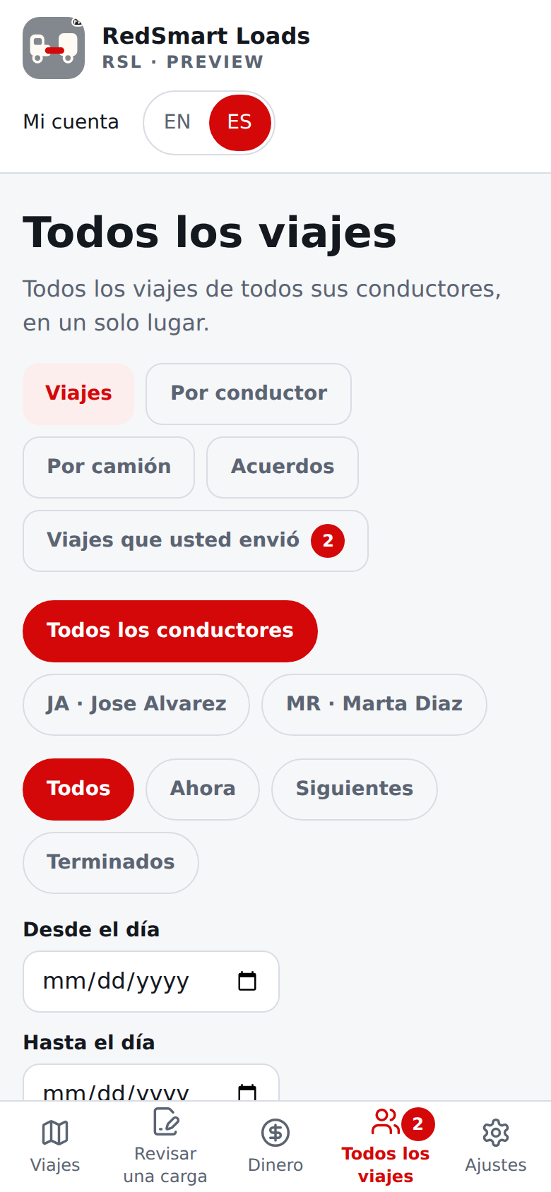 Todos los viajes en el teléfono