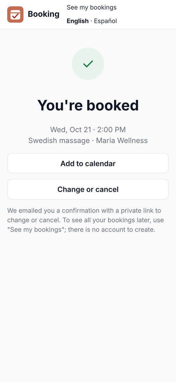 Pick a time. You're booked.